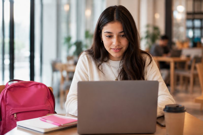 Estudiante y joven profesional aprendiendo habilidades digitales